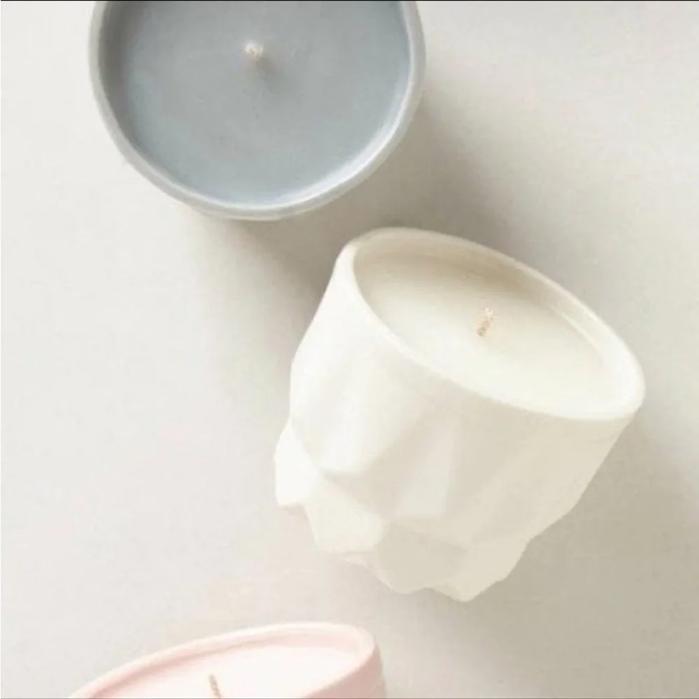 Joya Prism Storm Porcelain Candle Gray Abarli Rose Candle